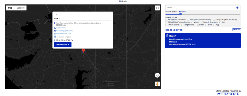 Dark Map Look - MSPL Store Locator