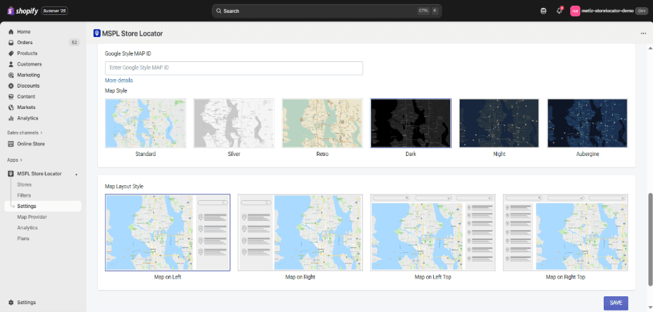 Dark Map Style - MSPL Store Locator